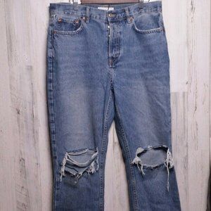 TOPSHOP Ripped High Waist Dad Jeans Distressed